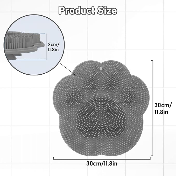 Shower Foot Scrubber Mat No-Slip, No-Slip Suction Cups Shower Foot Scrubber, Wall Mounted Back Scrubber for Shower with Hole
