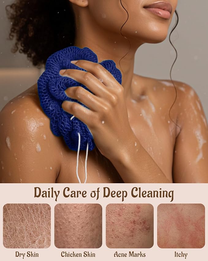 Yiclick African Net Sponge Authentic with Knots 2 Pack - Exfoliating Washcloth Towel, Back Scrubber for Shower Bath, Exfoliating Body Scrubber Exfoliator, African Rags Wash Cloth Loofah Lufa Sponge
