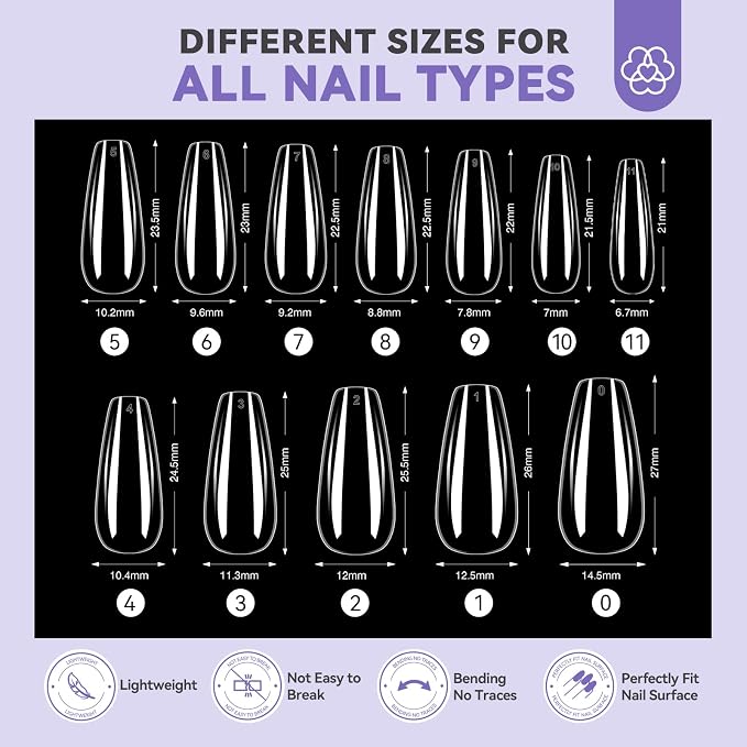 SAVILAND Short Coffin Gel Nail Extension Kit, 500 Tips, Drill and U V Lamp | 500 short coffin soft gel tips, 4-in-1 glue gel, nail drill with bits, lamp and prep tools for home extension