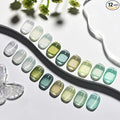 JODSONE 9 Green Colors Jelly Gel Nail Polish Set with Base Coat Top Coat Women's Holiday Gifts