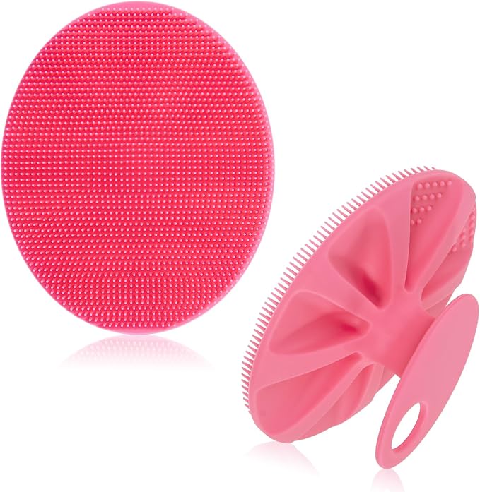 INNERNEED Silicone Body Cleansing Brush Exfoliating Scrubber, Green+Pink | Gentle Massage, Deep Clean, Hygienic Shower Scrub Brush Soft Bristles for All Skin Types, Easy to Hold