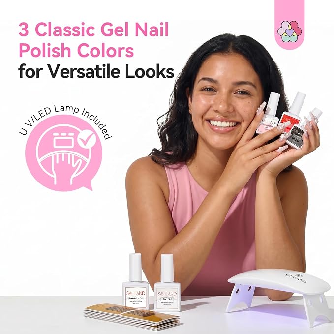 SAVILAND Acrylic Nail Kit with Drill and U V Light for Nail Extension | Hema & mma free, 3 gel nail polishes, long lasting, prevents lifting & chipping, non-yellowing, complete manicure tools