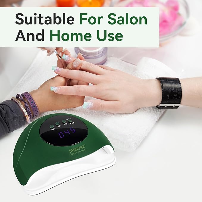 JODSONE U V Nail Lamp LED Gel Nail Dryer Gel Nail Lamp with Auto Sensor and 4 Timers Home Salon Use Nail Tools Green