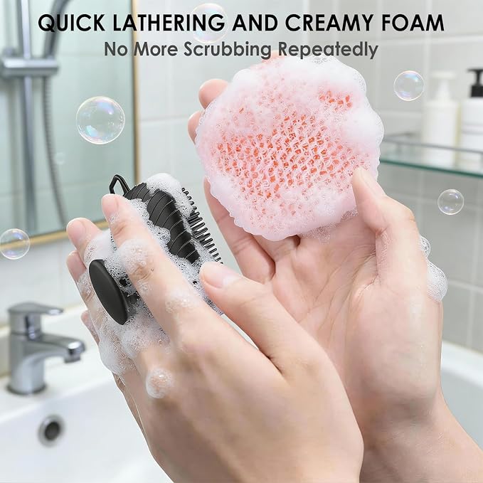 RamPula Face Scrubber & African Net, Silicone Exfoliating Brush for Men Women, Facial Cleansing Brush, Manual Waterproof Cleansing Skin Care, Blackhead Removing Pore Cleansing Massaging Face Brushes | Softening,Massage,Smoothening,Pores,Cleansing,Exfol...