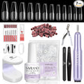 SAVILAND Gel Nail Kit: Nail Kit for Beginners with Everything Nail Drill Kit Long Coffin and Nail Glue X Gel U V Lamp for Nails 500 pcs Nail Tips for Extension At Home Nail Kit DIY Gift for Women