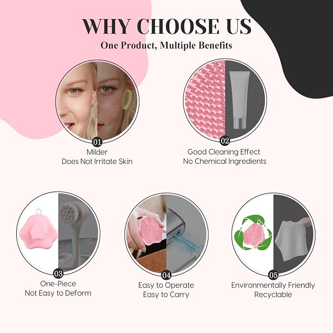 VWMYQ Silicone Face Scrubber - Exfoliating Face Scrubber for Women and Man, Gentle Facial Cleansing Brush Blackhead Acne Pore Pad Cradle Cap, Manual Soft Face Wash Brush for Deep Skin Care
