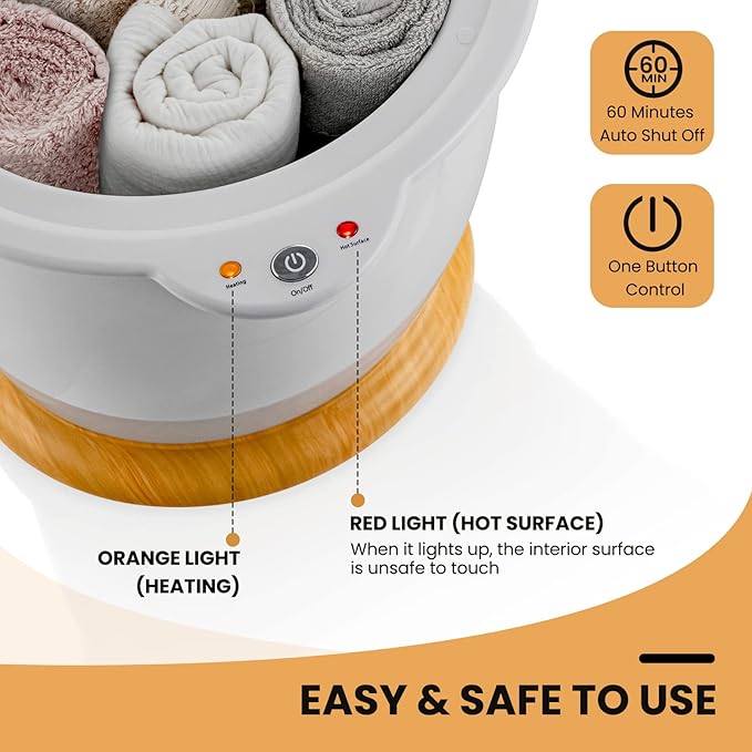 Giantex Towel Warmer Bucket, 20L Large Towel Bucket with Fragrance Holder, Removable Lid, Auto Shut Off, Fits Up to Two 40” x 70” Oversized Towels, Bathrobes, Towel Warmer for Bathroom, Spa