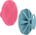 INNERNEED Food-Grade Soft Silicone Body Scrubber Shower Brush, Green+Pink | Handheld Cleansing Skin Brush, Gentle Exfoliating and Lather Well, Hygienic Bath Scrub for Women, Men