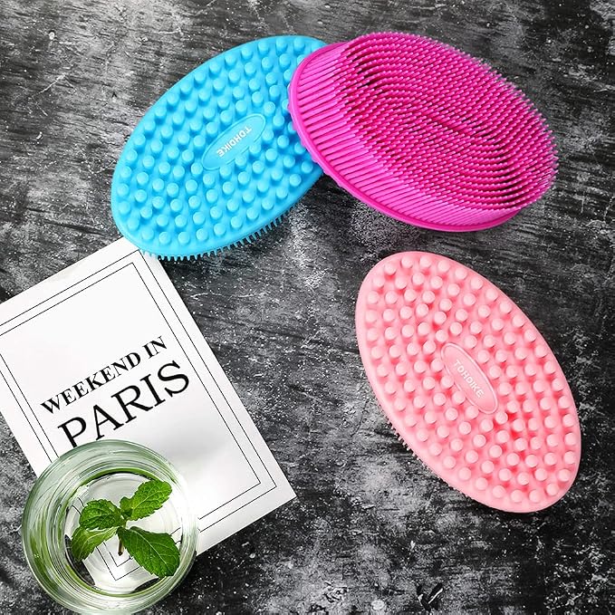 TDHDIKE Silicone Body Scrubber Loofah Set of 3 Exfoliating | Soft Bath Shower Brush for Sensitive Skin, Kids Women Men, Hygienic & Easy to Clean