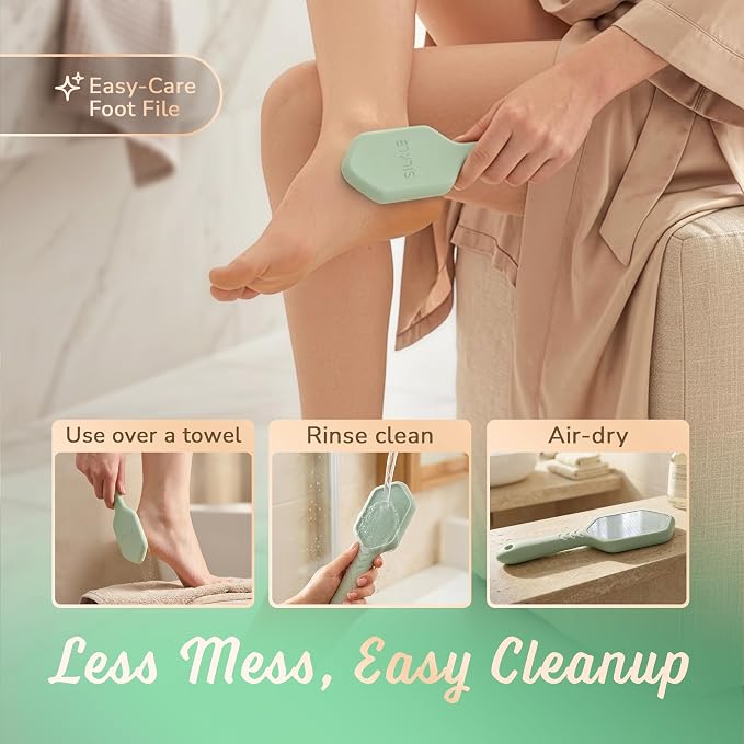 SILKLE Nano Glass Foot File - Foot Callus Remover for Feet & Foot Scrubber | Silicone Grip for Non-Slip Control - Foot Scrubber for Dead Skin, Heel Scraper for Cracked Heels & Foot Exfoliator - Green