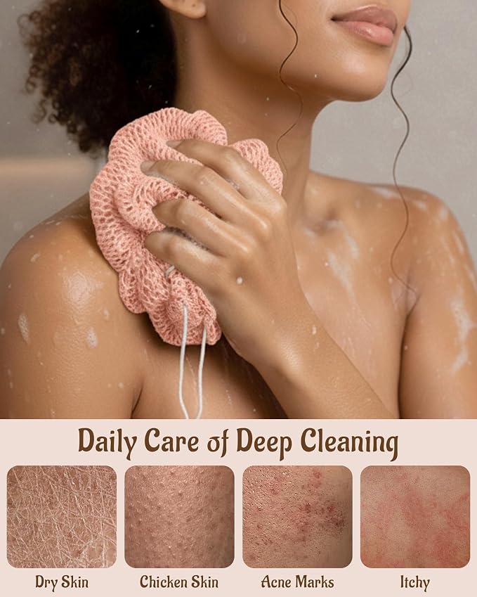 Yiclick African Net Sponge Authentic with Knots 2 Pack - Exfoliating Washcloth Towel, Back Scrubber for Shower Bath, Exfoliating Body Scrubber Exfoliator, African Rags Wash Cloth Loofah Lufa Sponge