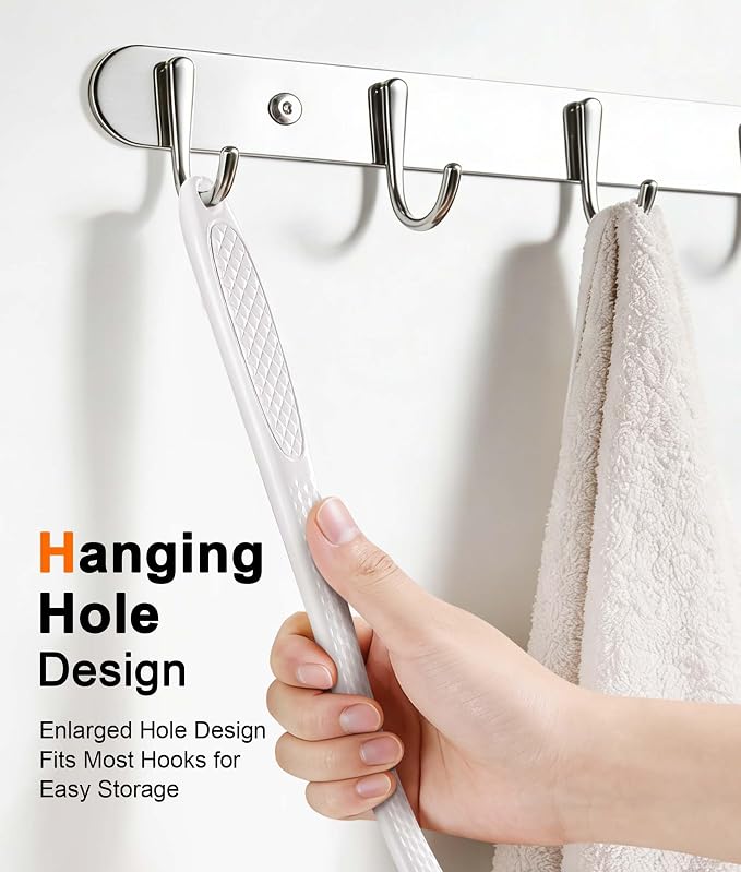 Back Scrubber for Shower, 2-Pack Long-Handled Silicone Shower Brush for Men, Body Brush with Stiff and Soft Bristles for Body Exfoliation and Massage, (Gray+Pink)