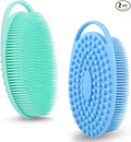 2 Pack Silicone Body Scrubber for Shower, Soft & Gentle Loofah Alternative for Sensitive Skin, Quick-Drying & Hygienic Body Wash Scrubber Brush for Women, Men & Kids (Blue & Green)