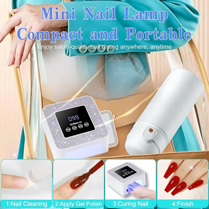 UV LED Nail Lamp, UV Dryer for Gel Nail Polish, Plug-in Diamond Nail Dryer with Touch Control, Auto Sensor and 4 Timer Settings