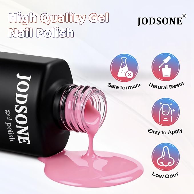 JODSONE 36Pcs Gel Nail Polish Kit with U V Light Crystal Transparent Classic Color 4 Functional Gel for All Seasons