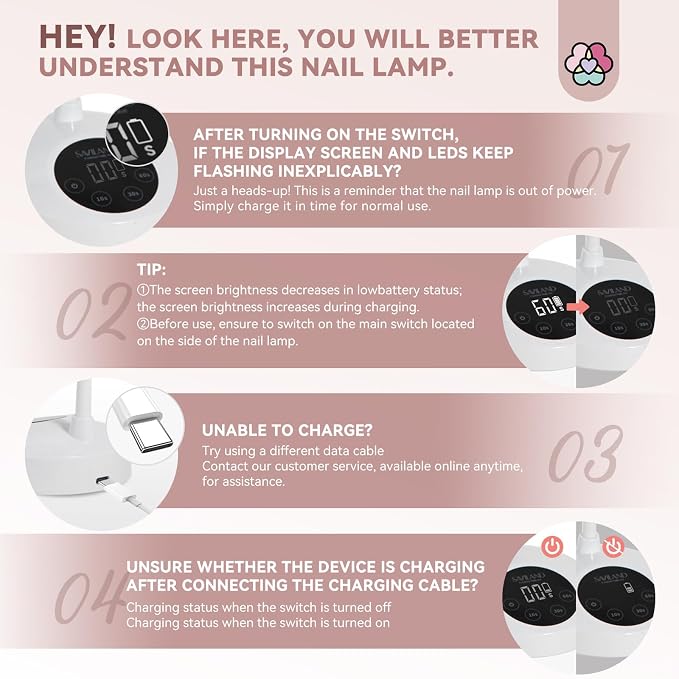 SAVILAND 30W U V Nail Lamp: Gel Nail Lamp Cordless U V Light for Gel Nails Smart Sensor LED Flash Cure Lamp lampara led para uñas Profesional Gooseneck U V Nail Light Nail Salon Home DIY Manicure