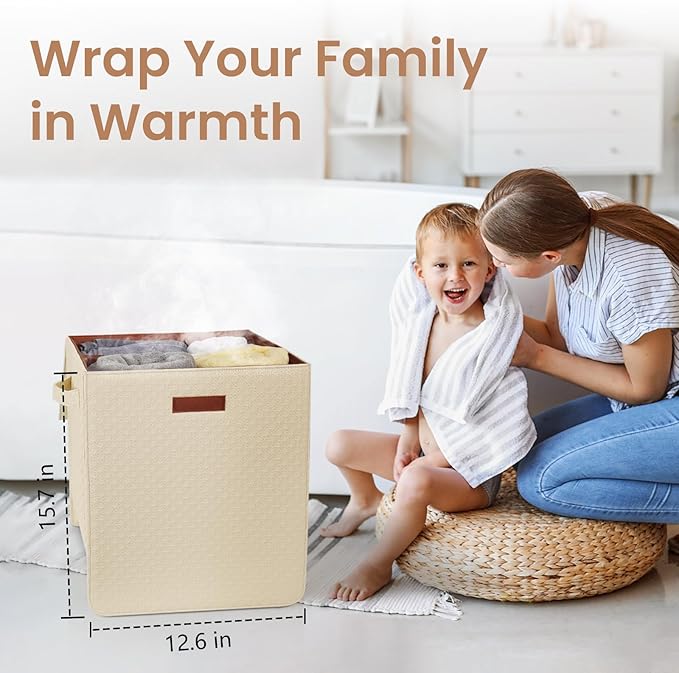 Towel Warmer Bucket - Hot Towel Warmer for Bathroom & Home Spa, Fits 3 Oversized 40"x70" Towels/Bathrobes/Blankets, Auto Shut Off & Adjustable Timer (Upright- Geometric Weave Style)