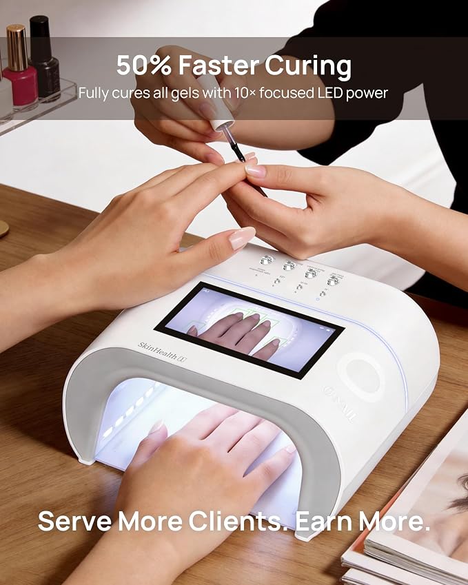 AI UV LED Nail Lamp for Gel Nails - O NAIL Smart Precision Scan Reduces UV Exposure, 109 LED Nail Dryer with HD Display, 2X Fast Curing Light for Professional Salon & Home (Battery Not Included)