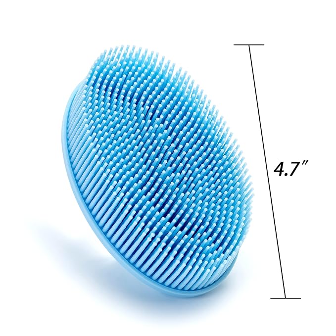 Premium Sensory Brush for Kids or Autism,Soft Silicone Body Scrubber,2 in 1 Sensory Room Occupational Therapy Sensory Brushes,Silicone Loofah,Pets Shower Brush Bath Brush Shampoo Brush(Big Oval-Blue)