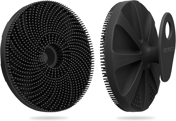 Food-Grade Silicone Body Scrubber Exfoliating & Massaging Bath Brush Black | INNERNEED Hygienic Shower Scrub Skin Wash Bath Tool for All Skin Types, Lathers Well, Longer Service Life