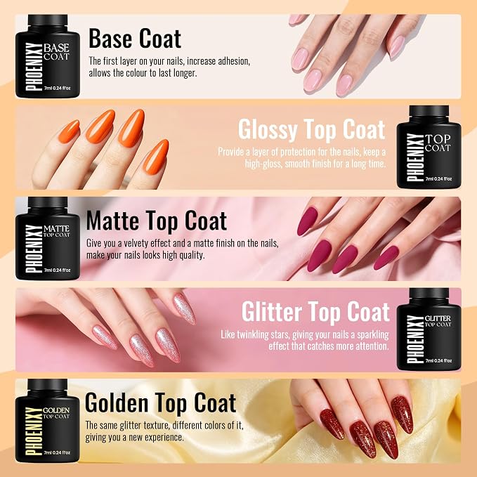 Phoenixy 68 PCS Gel Nail Polish Kit with Nail Drill UV Lamp and Decoration | 45 Colors Gel Nail Polish Set with Base Top Coat Professional Nail Kit with Everything Best Gift for Women Manicure at Home