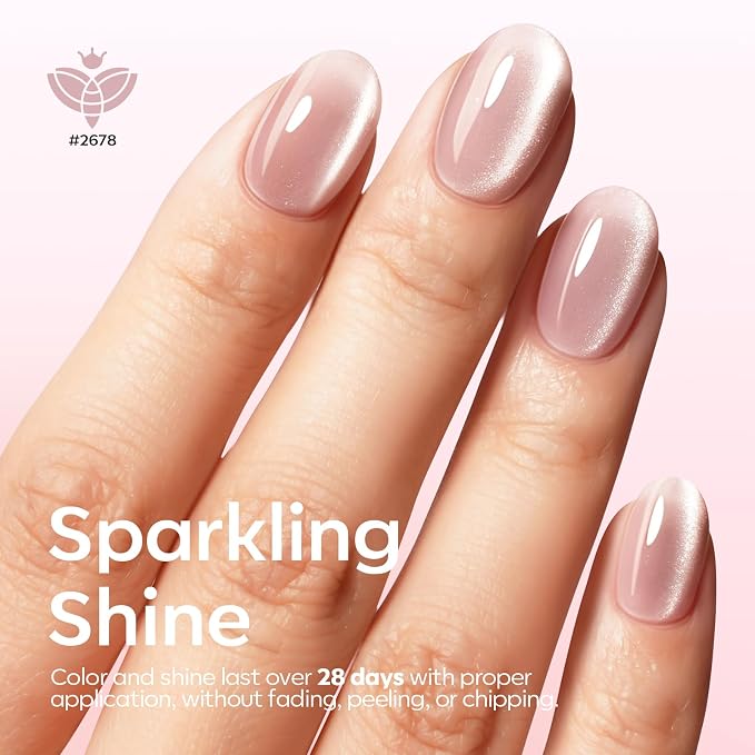 modelones Cat Eye Gel Nail Polish Set Glitter 6Colors Pink Nude Brown