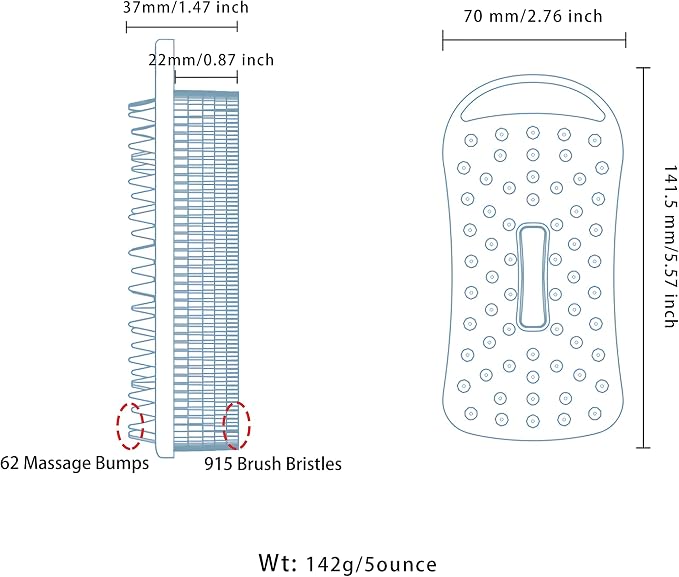MtBoi 2 PC Silicone Body Scrubber, 2 in 1 Exfoliating Shower Bath Scrubber, Soft Silicone Loofah for Sensitive Skin, Shower Hair Scalp Massager, Easy to Clean, Lather Well (Grey&Black)