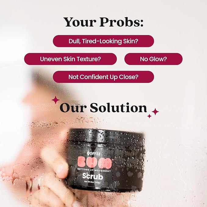 BUM Coffee Sugar Scrub for Body - Coffee Scrub Body Exfoliator with Organic Shea, Coconut Oil, Rosehip, Vitamin E & Jojoba - Moisturizing, Seductively Scented & Subtly Flavored Exfoliant (2 oz)