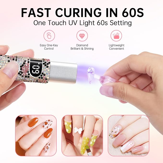 Handheld Cordless UV Nail Lamp with LCD Display | Mini UV LED Light for Gel Nails, Portable Flash Cure Lamp, Rechargeable USB Nail Dryer Fast Curing Salon & Home DIY