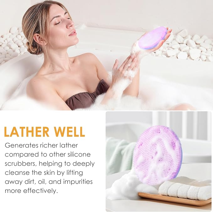 INNERNEED Magnetic Silicone Body Scrubber, Hygienic Shower Brush, Purple | Gentle Exfoliating & Deep Cleansing Body Brush for Daily Shower, Skin Vitality