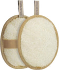 HILLSPRING Natural Loofah Pad, Exfoliating Body Scrubber, 2-Pack (Brown) | Double-Sided, Oval, Eco-Friendly, for Bath Shower SPA, Fast Drying