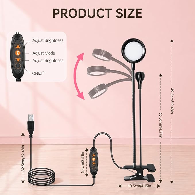 UV Nail Lamp with LED Lighting Fixtures, Single Nail Dryer | UV Light for Gel Nails, Flash Cure Nails Lamp, Gooseneck Clamp Home and Salon, 395+400nm Black