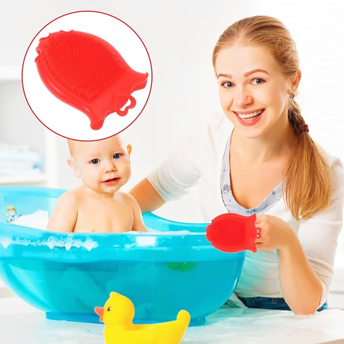 Beaupretty Baby Silicone Shampoo Brush with Soft Scalp Massager and Ergonomic Grip Gentle Exfoliating Bath Shower Brush for Kids Hair Care and Relaxing Scalp Massage