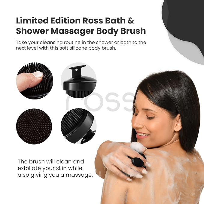 Ross Bath & Shower Massager Body Brush with Soft Silicone Bristles (Black)