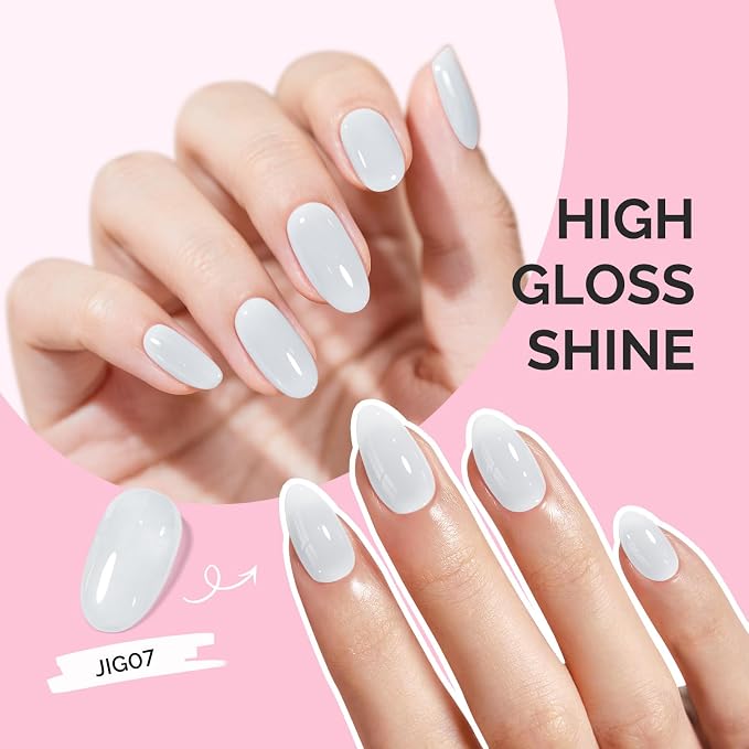 MelodySusie White Gel Nail Polish, 0.5Fl.oz Jeweliver Jelly Gel Polish Translucent Nude Natural Color Soak Off UV LED Light Cure Gift Nail Art Manicure DIY at Home JIG07