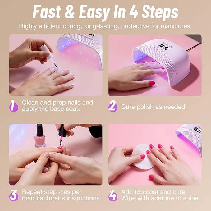 LadyMisty UV Nail Lamp - Fast Drying, UV Light for Gel Nails with 30 Dual Lamp Beads, 4 Timer, LCD Display, Energy Efficient LED Nail Light for Home & Salon(Purple)