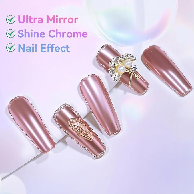 Makartt No Wipe Gel Top Coat for Chrome Nail Powder, Mirror Shine | Clear High Gloss Top Coat Gel Nail Polish, Long Lasting Soak-Off LED UV Lamp, DIY Home Salon Art Design Gifts
