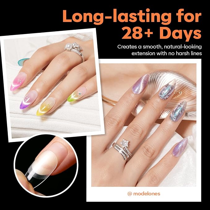 Modelones Almond Nail Tips, Pre-Etched 40 Grit Half Matte Gel Nails Tips | Clear Full Cover 240PCS 15 Sizes Medium Almond Fake Nail Tips for DIY Extensions Press On Nails for Women