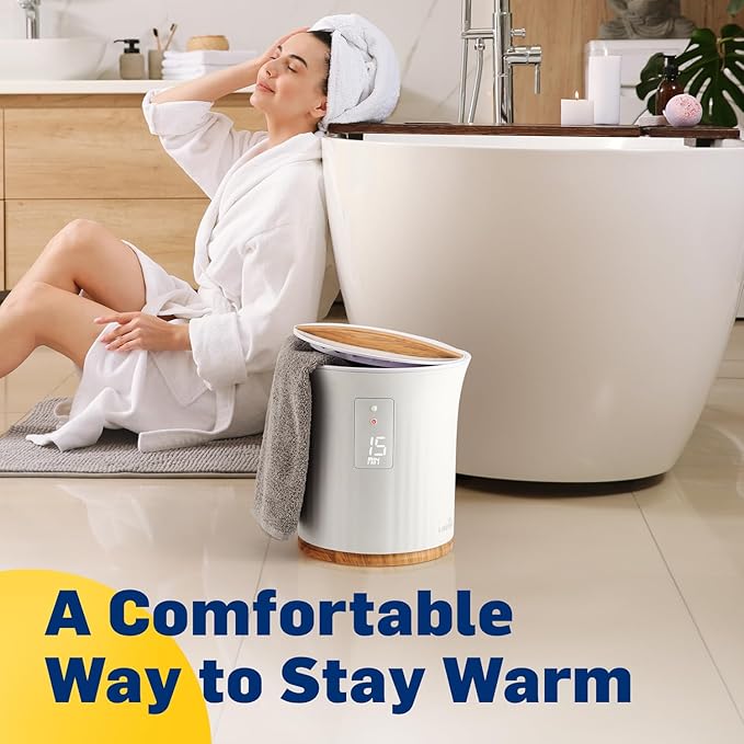 Live Fine Towel Warmer | Bucket Style Luxury Heater with LED Display, Adjustable Timer, Auto Shut-Off | Fits 40” x 70” Oversized Towel
