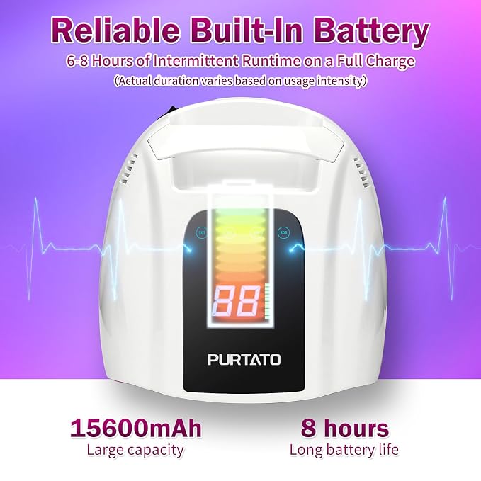 PURTATO Professional Rechargeable 96W UV LED Portable Cordless UV Light for Nail Lamp Machine with Removable Stainless Steel Bottom,4 Timer Setting and Smart Sensor Nail Dryer (White)