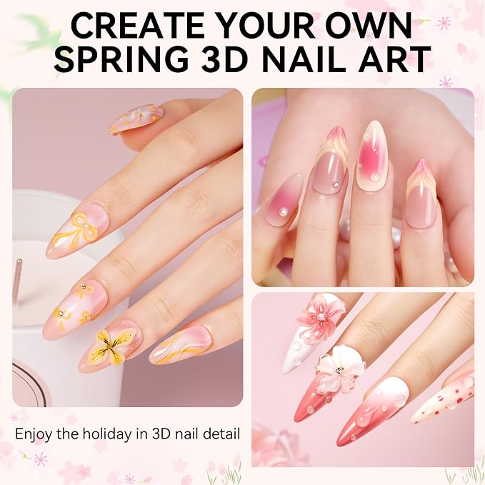 Makartt 3D Nail Gel, 2 Pcs 15g Nail Sculpting Gel for Molding and Drawing | No Wipe, Clear Rhinestone Glue, Gems Decoration, Carving and Painting Nail Art