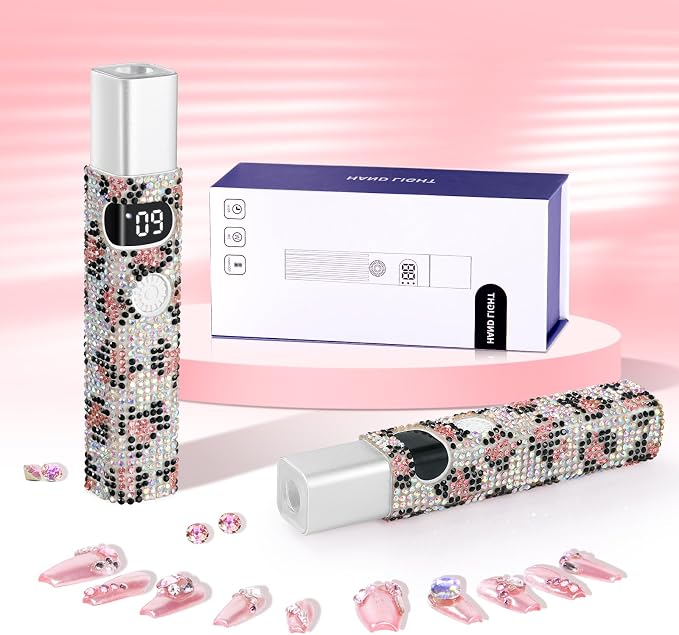 Handheld Cordless UV Nail Lamp with LCD Display | Mini UV LED Light for Gel Nails, Portable Flash Cure Lamp, Rechargeable USB Nail Dryer Fast Curing Salon & Home DIY