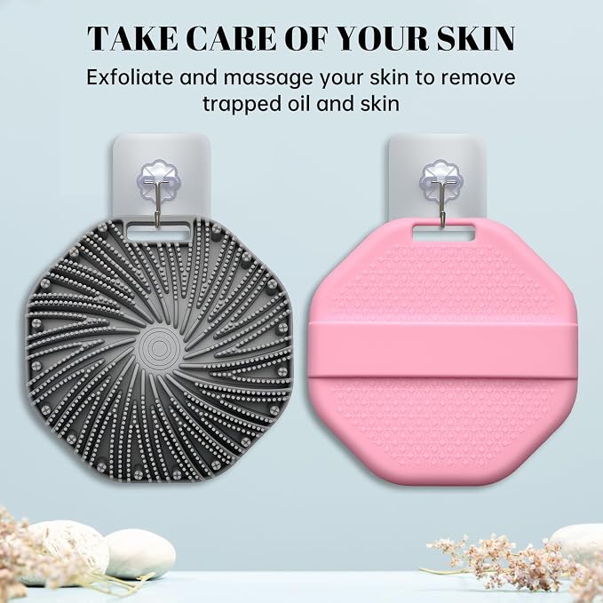 2Pcs Silicone Body Scrubber,Food-Grade Scrubbies for Body Gentle Exfoliation Anti Slip Grip,Silicone Loofah Silicones Shower Scrubber Silicones Body Brush,Shower Brush Suitable for All Skin Types