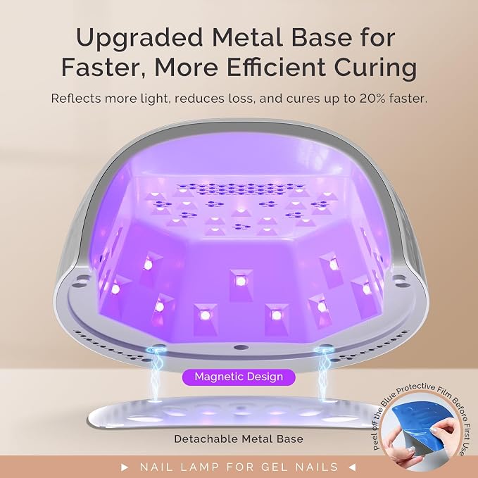 MelodySusie Full-Hand Cordless UV LED Nail Lamp P-Plus30GT with Metal Base | 48W Even Curing, 30/60/99s Timers, 30 Beads, Gel Polish, Builder and Extension gel, for Nail Professionals in Salons