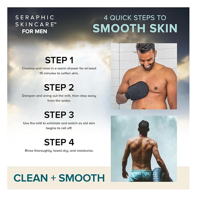 Seraphic Skincare Ultimate Body Exfoliating Mitt for Body, Exfoliating Glove & Body Scrubber for Shower Use, Deep Body Exfoliation, Dead Skin Removal & Self Tanner Washcloth