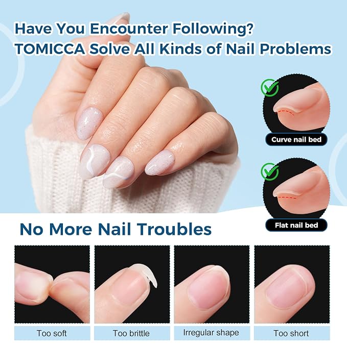 TOMICCA Extra Short Almond Nail Tips, 240pcs 12 Sizes, Soft Gel Tips | Half Matte Pre-Shaped Full Cover Clear Fake Nails, Acrylic Press on Nails for Extension, Beginners and Professional Salon