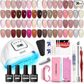 JODSONE 36Pcs Jelly Gel Nail Polish Kit 32 Colors with U V Light Crystal Transparent Classic Color 4 Functional Gel for All Seasons