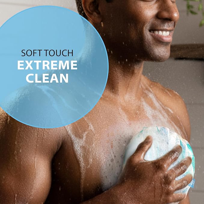 SHOWER BOUQUET Loofah-Bath-Sponge XL Swirl-Mix-Color 4-Pack Extra-Large 75g | Mesh Luffa Loufa Loofa Puff Pouf Set / Exfoliating Body Scrubber for Lufas Women and Men - Face & Body Shower Loofah Sponge
