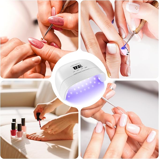 LadyMisty UV Nail Lamp - Fast Drying, UV Light for Gel Nails with 30 Dual Lamp Beads, 4 Timer, LCD Display, Energy Efficient LED Nail Light for Home & Salon (White)