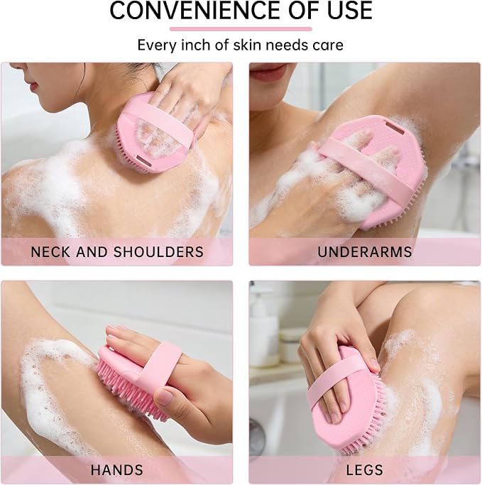 2Pcs Silicone Body Scrubber,Food-Grade Scrubbies for Body Gentle Exfoliation Anti Slip Grip,Silicone Loofah Silicones Shower Scrubber Silicones Body Brush,Shower Brush Suitable for All Skin Types